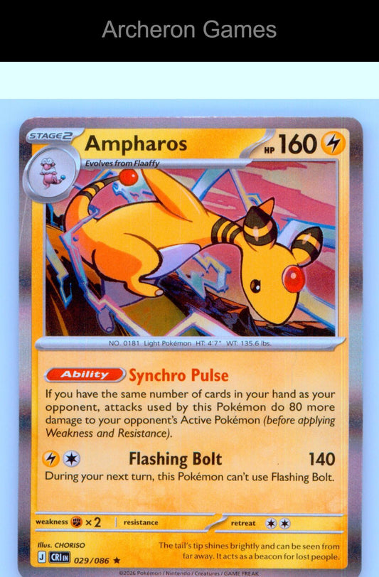 Pokemon Card Ampharos ME04 029/086 R Chaos Rising Holo