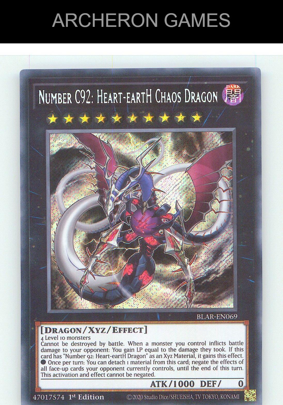 Number C92: Heart-eartH Chaos Dragon SEC YUGIOH Card 1st Edition