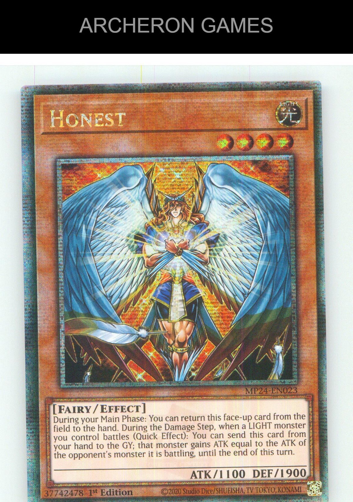 Honest (Quarter Century Secret Rare) YUGIOH Card 1st Edition
