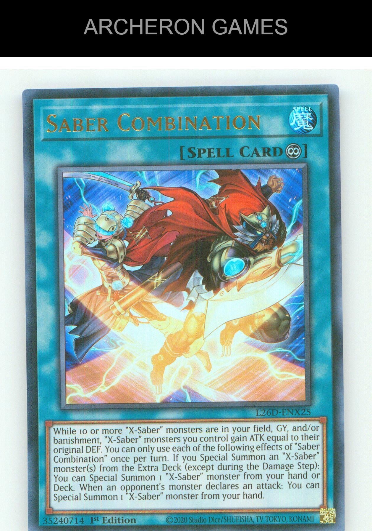 Saber Combination (Starlight Rare) Starlight Rare YUGIOH Card 1st Edition