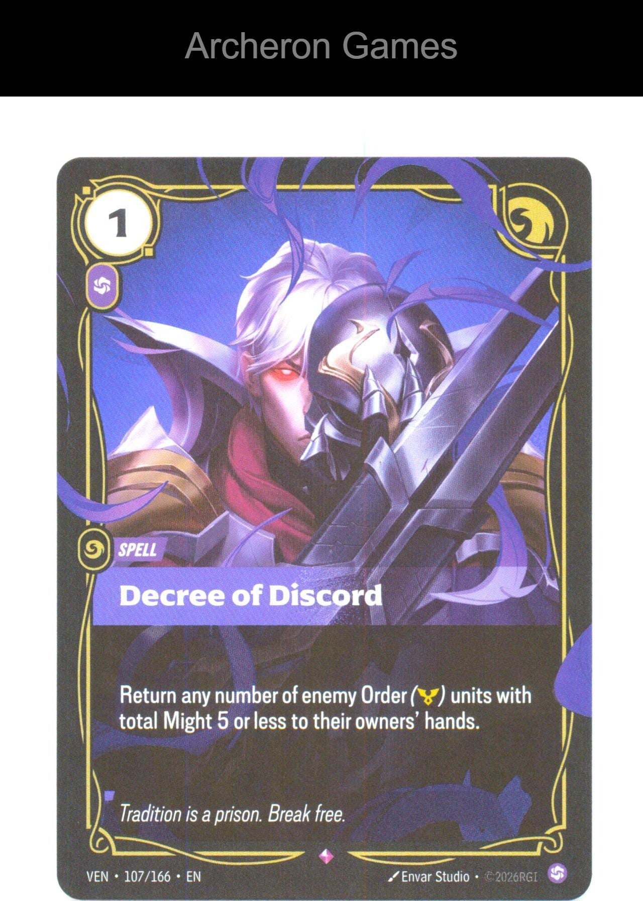 Decree of Discord VEN 107/166 R Vendetta Riftbound Card Foil
