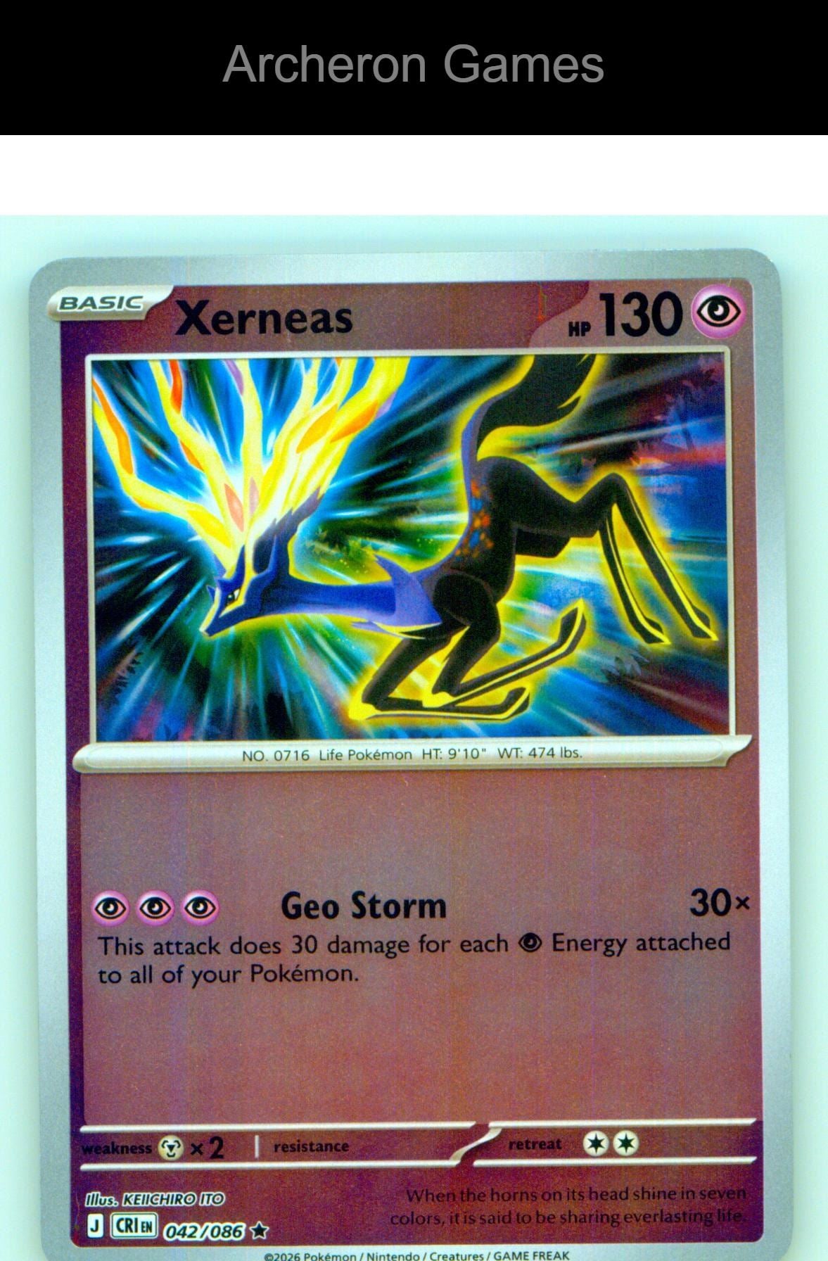 Pokemon Card Xerneas ME04 042/086 R Chaos Rising Reverse Holo