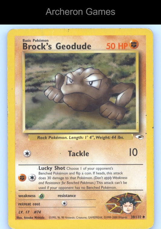 Pokemon Card Brock's Geodude G1 38/132 UC Gym Heroes Unlimited