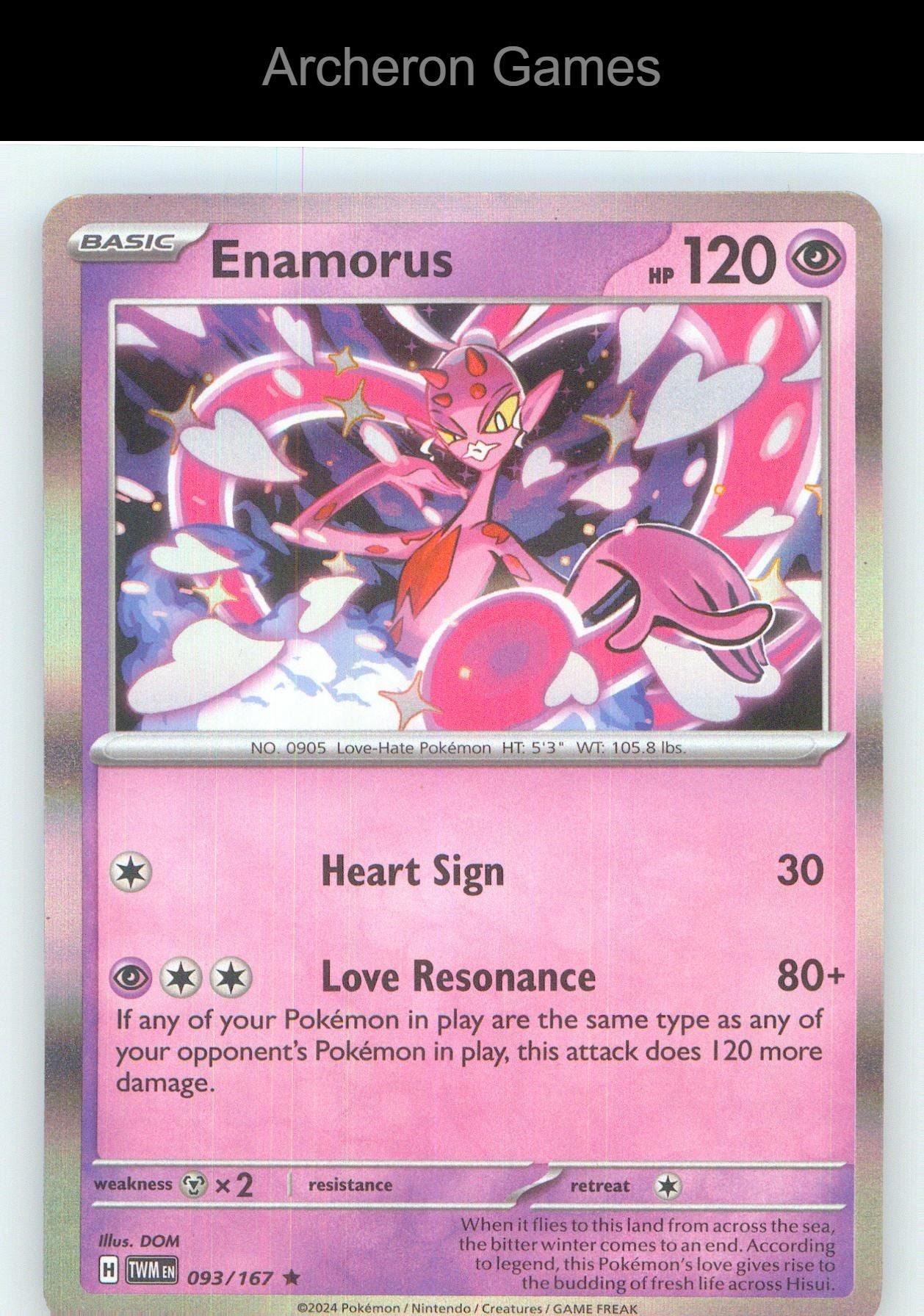 Pokemon Card Enamorus TWM 093/167 R Twilight Masquerade Holo