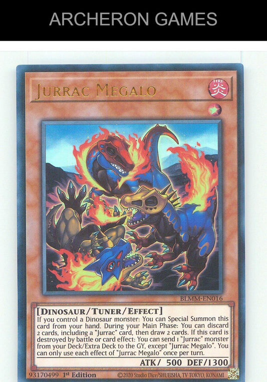 Jurrac Megalo Ultra Rare YUGIOH Card 1st Edition