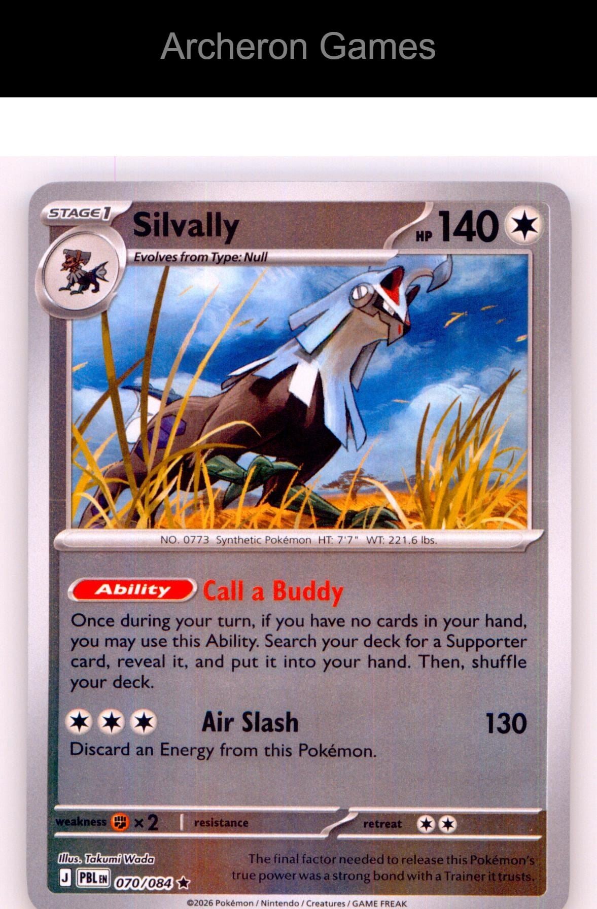Pokemon Card Silvally ME05 070/084 R Pitch Black Holo
