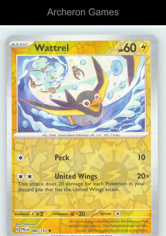 Pokemon Card Wattrel PAL 080/193 C Paldea Evolved Reverse Holo