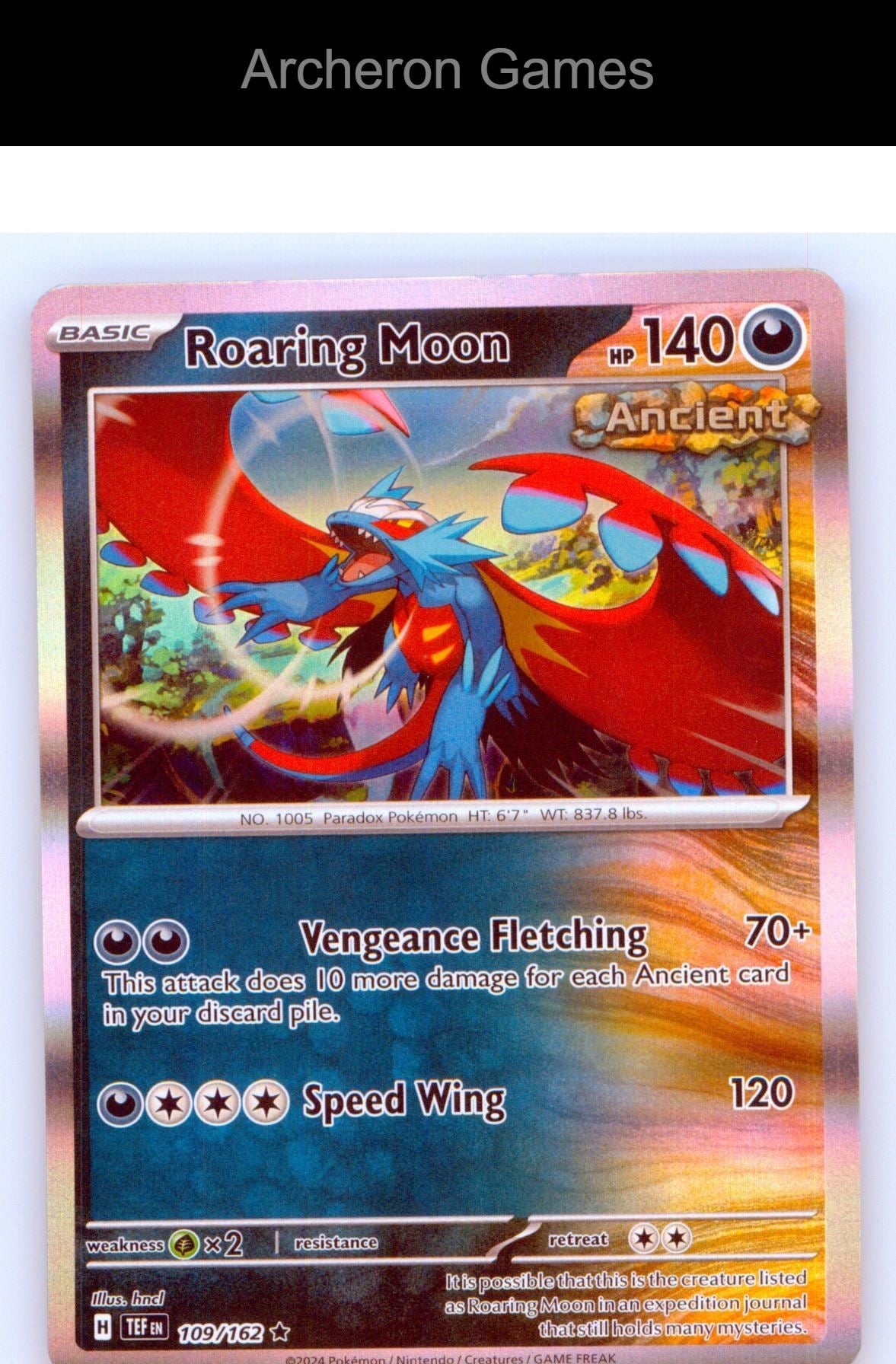 Pokemon Card Roaring Moon TEF 109/162 R Temporal Forces Holo