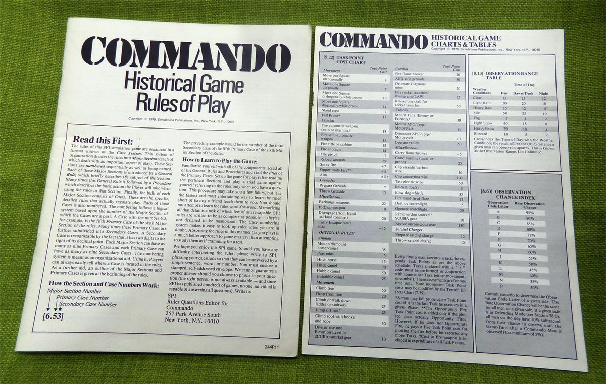 Commando The Combat Adventure Games SPI 2440 #6B