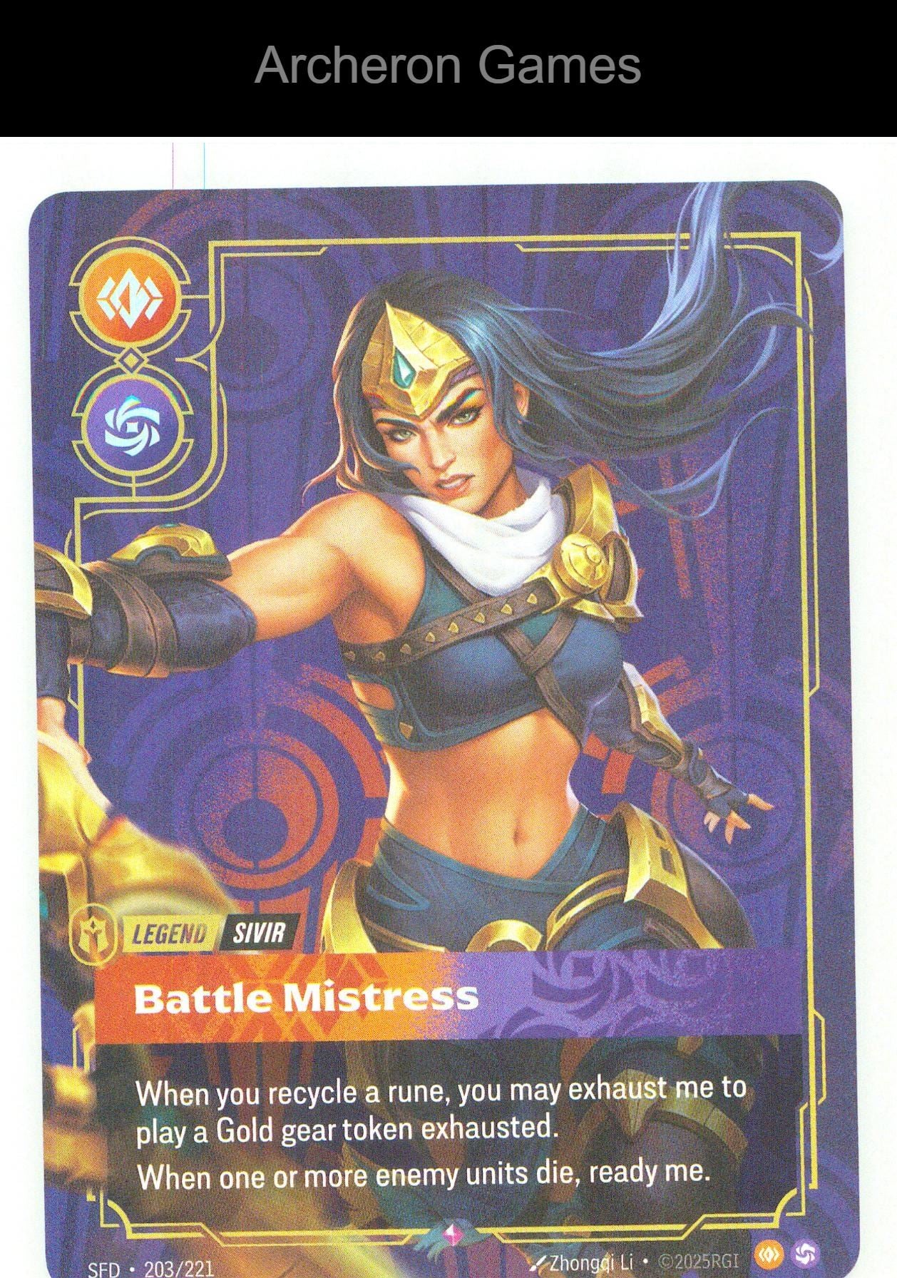 Sivir - Battle Mistress SFD 203/221 R Spiritforged Riftbound Card Foil