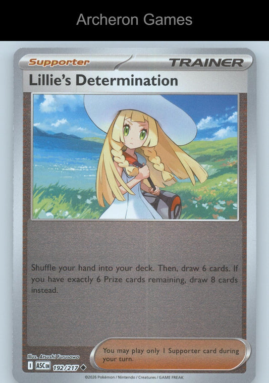 Pokemon Card Lillie's Determination ASC 192/217 UC Ascended Heroes Reverse Holo