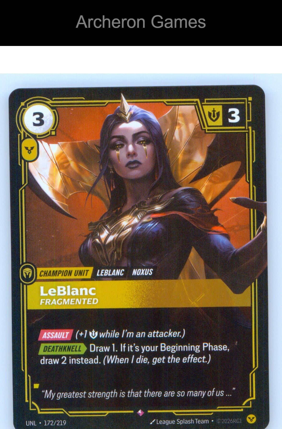 LeBlanc - Fragmented UNL 172/219 R Unleashed Riftbound Card