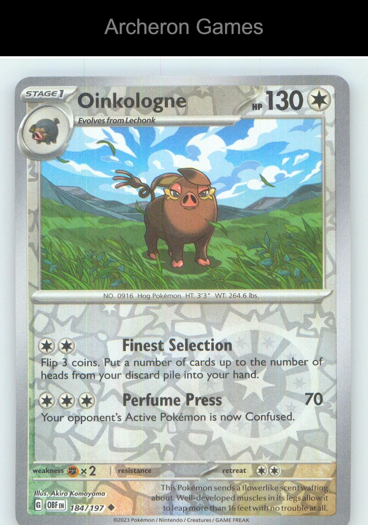 Pokemon Card Oinkologne OBF 184/197 UC Obsidian Flames Reverse Holo