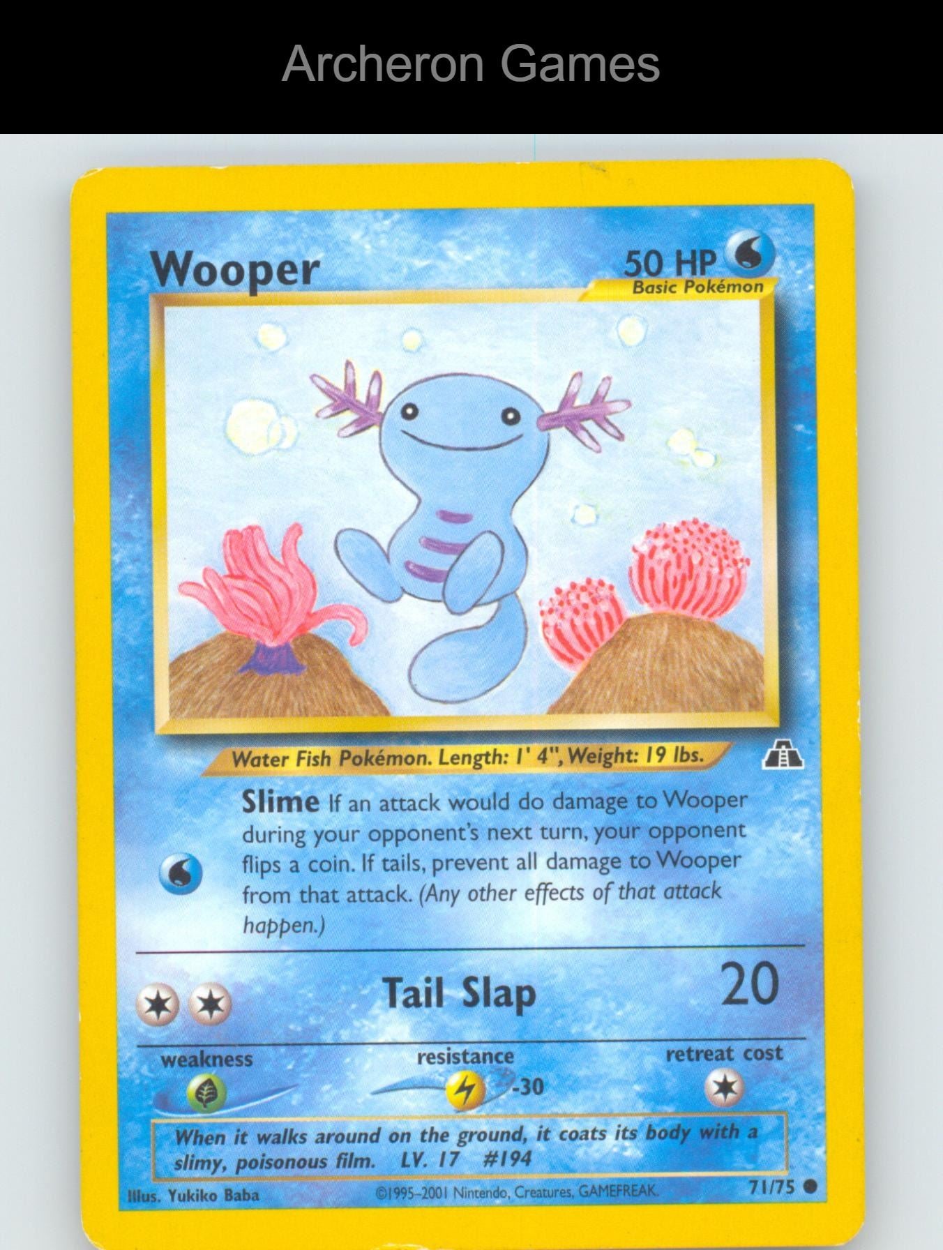 Pokemon Card Wooper N2 71/75 C Neo Discovery Unlimited