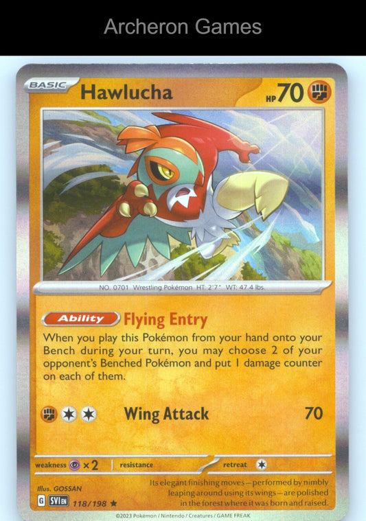 Pokemon Card Hawlucha SVI 118/198 R Scarlet & Violet Holo