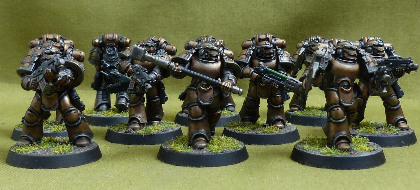 MKIII Tactical Squad with Upgrades set of 10 painted - Iron Hands - Warhammer Horus Heresy #2M7