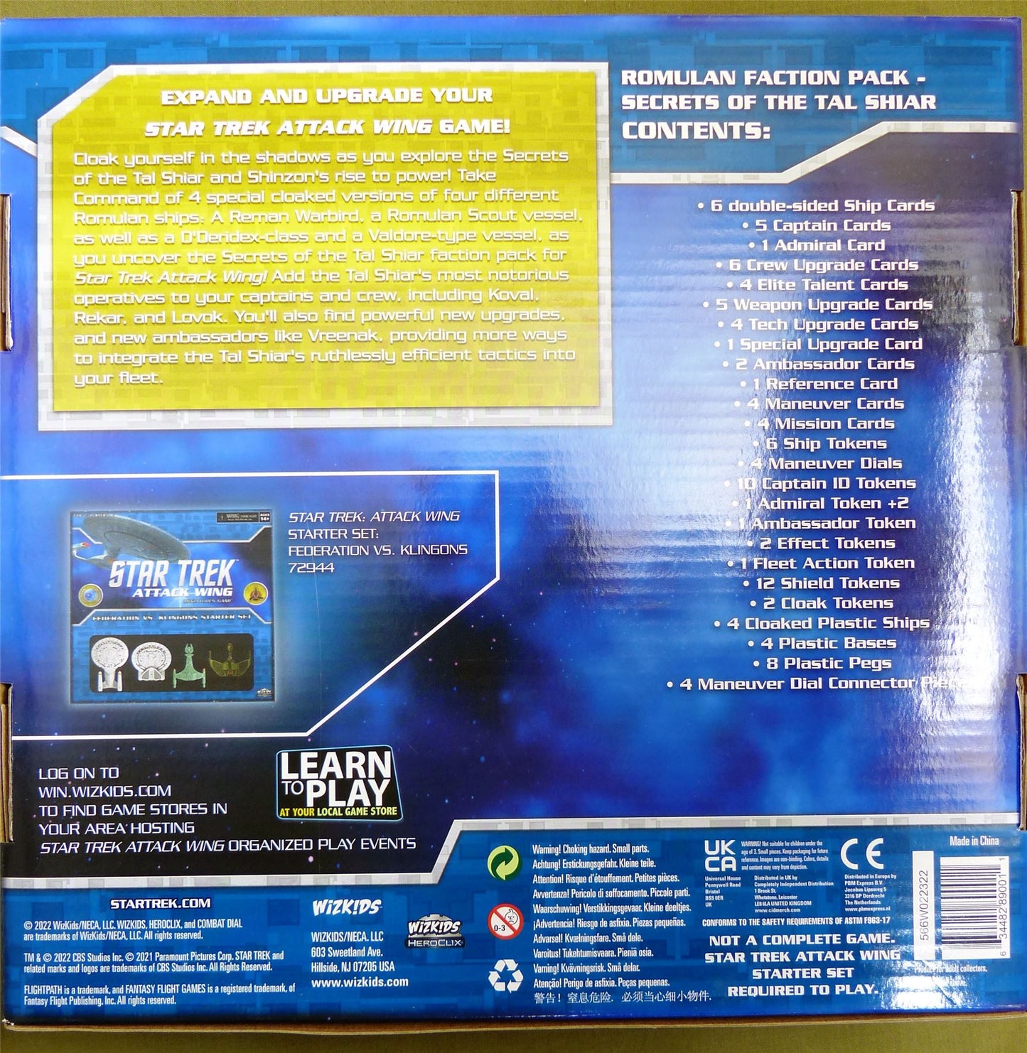 Star Trek Attack Wing: Romulan Faction Pack: Secrets of the Tal Shiar - Miniatures Games #3AX