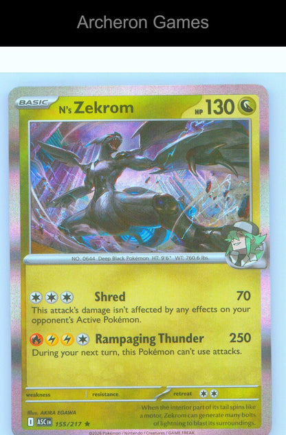 Pokemon Card N's Zekrom ASC 155/217 R Ascended Heroes Holo