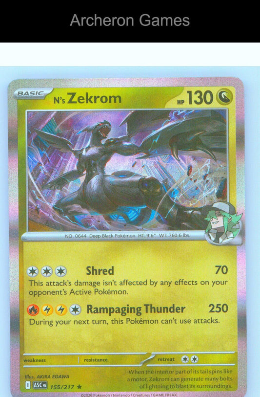 Pokemon Card N's Zekrom ASC 155/217 R Ascended Heroes Holo