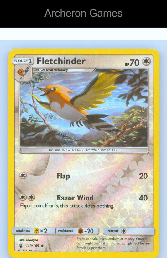 Pokemon Card Fletchinder SM02 110/145 UC Guardians Rising Reverse Holo