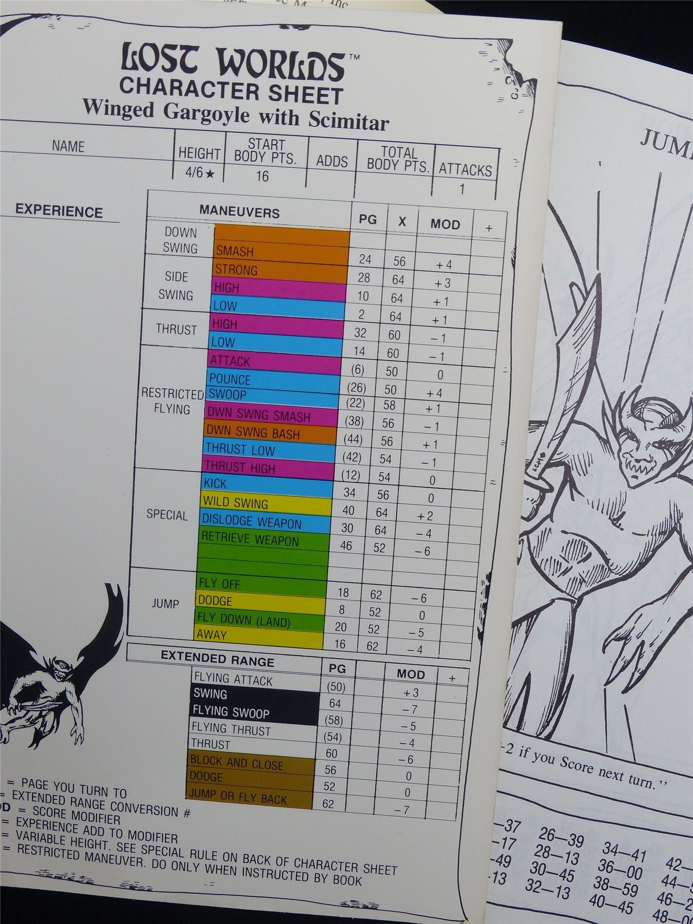 Lost Worlds Fantasy Combat Book Game: Winged Gargoyle with Scimitar Booklet - Nova Rules Booklet #2VT