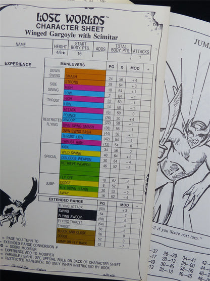Lost Worlds Fantasy Combat Book Game: Winged Gargoyle with Scimitar Booklet - Nova Rules Booklet #2VT