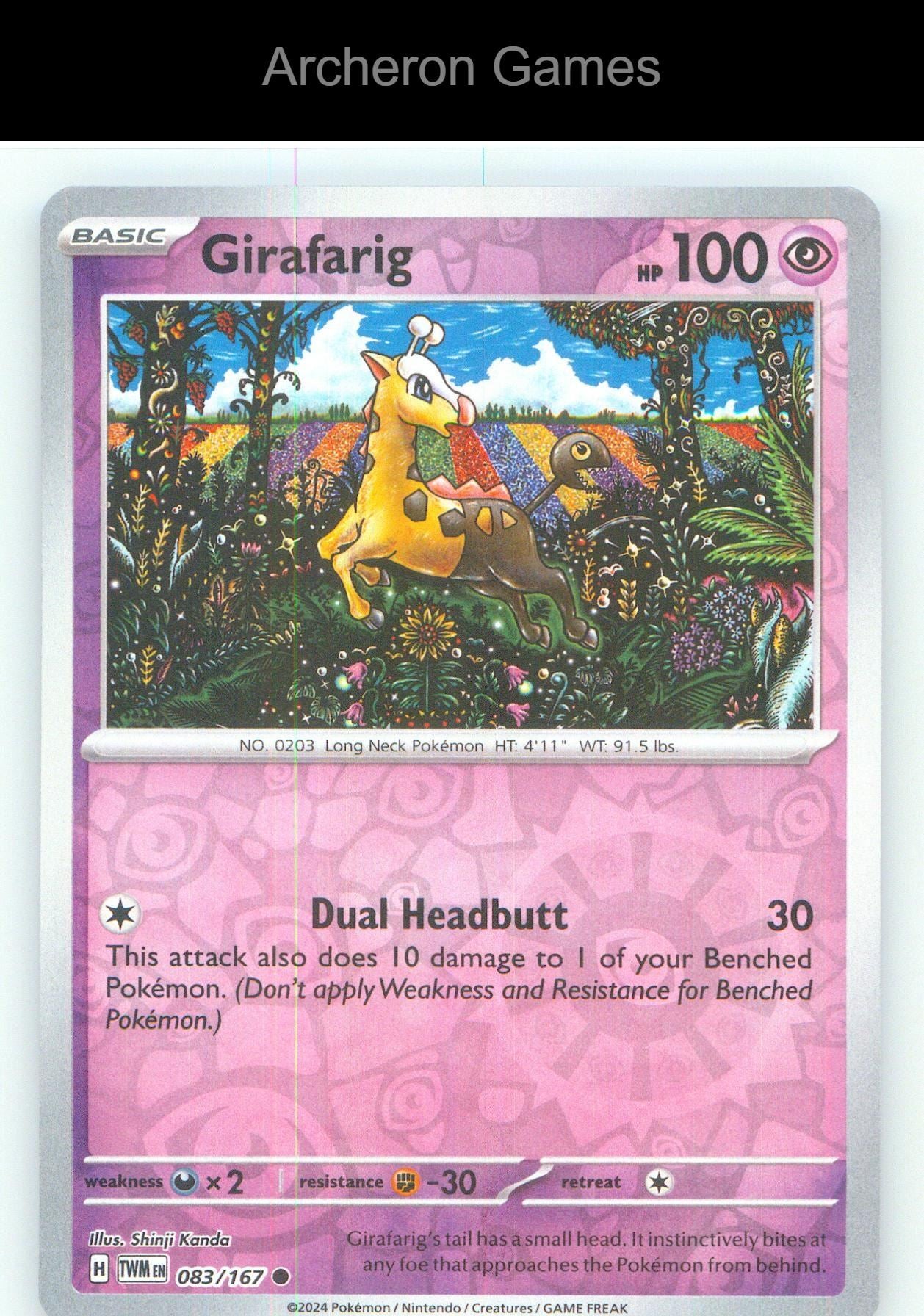 Pokemon Card Girafarig TWM 083/167 C Twilight Masquerade Reverse Holo