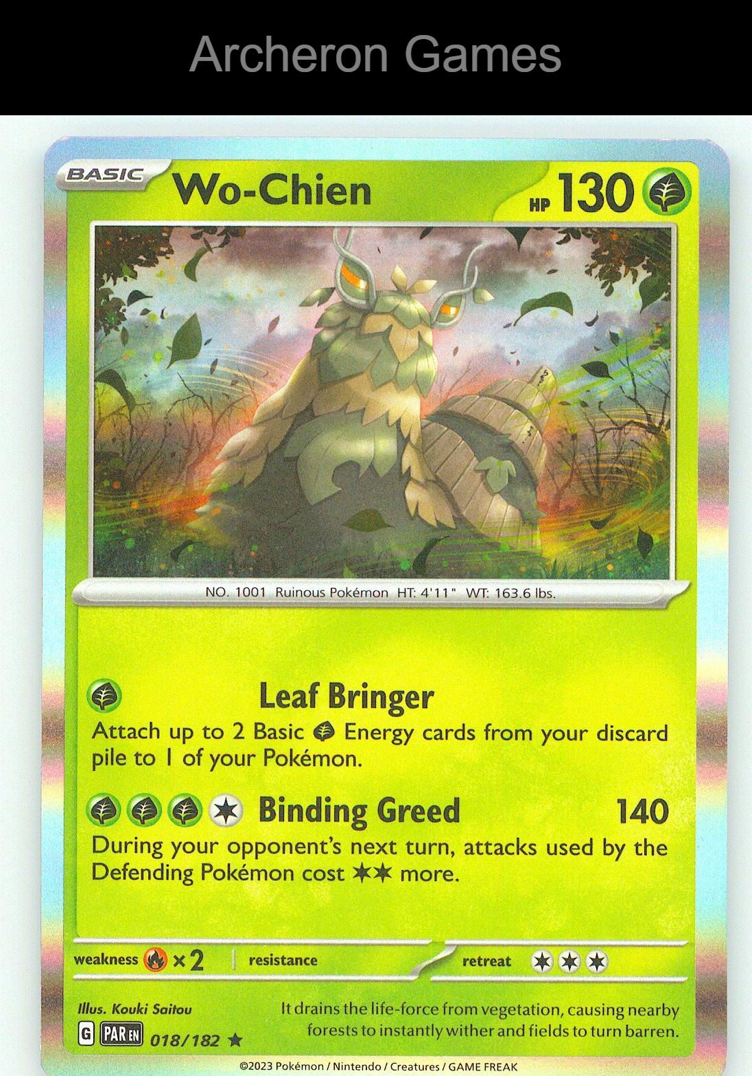 Pokemon Card Wo-Chien PAR 018/182 R Paradox Rift Holo