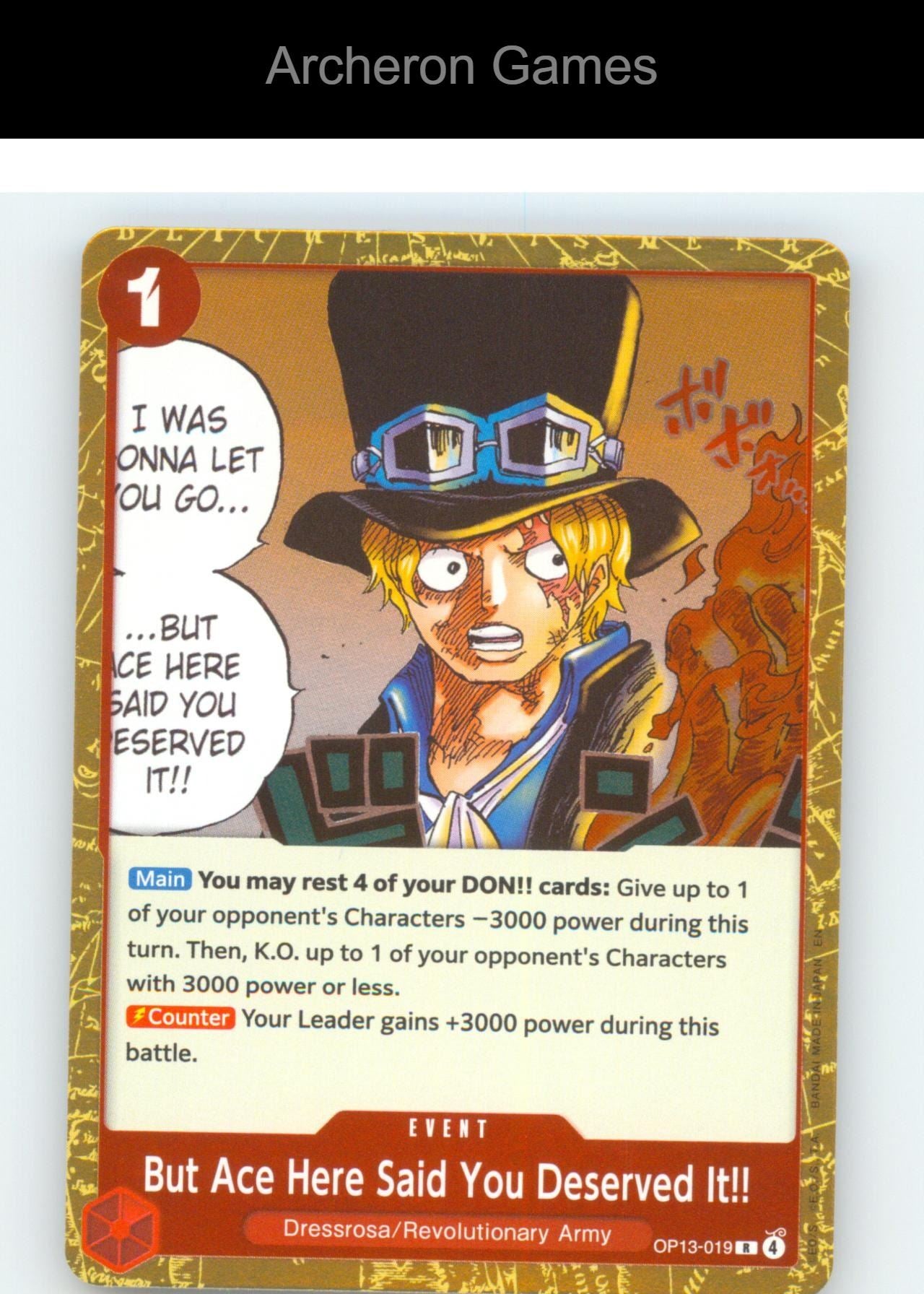 But Ace Here Said You Deserved It!! OP13-019 R One Piece Card NM/EX+ Foil