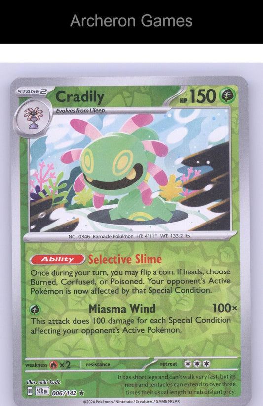 Pokemon Card Cradily SCR 6/142 R Stellar Crown Reverse Holo