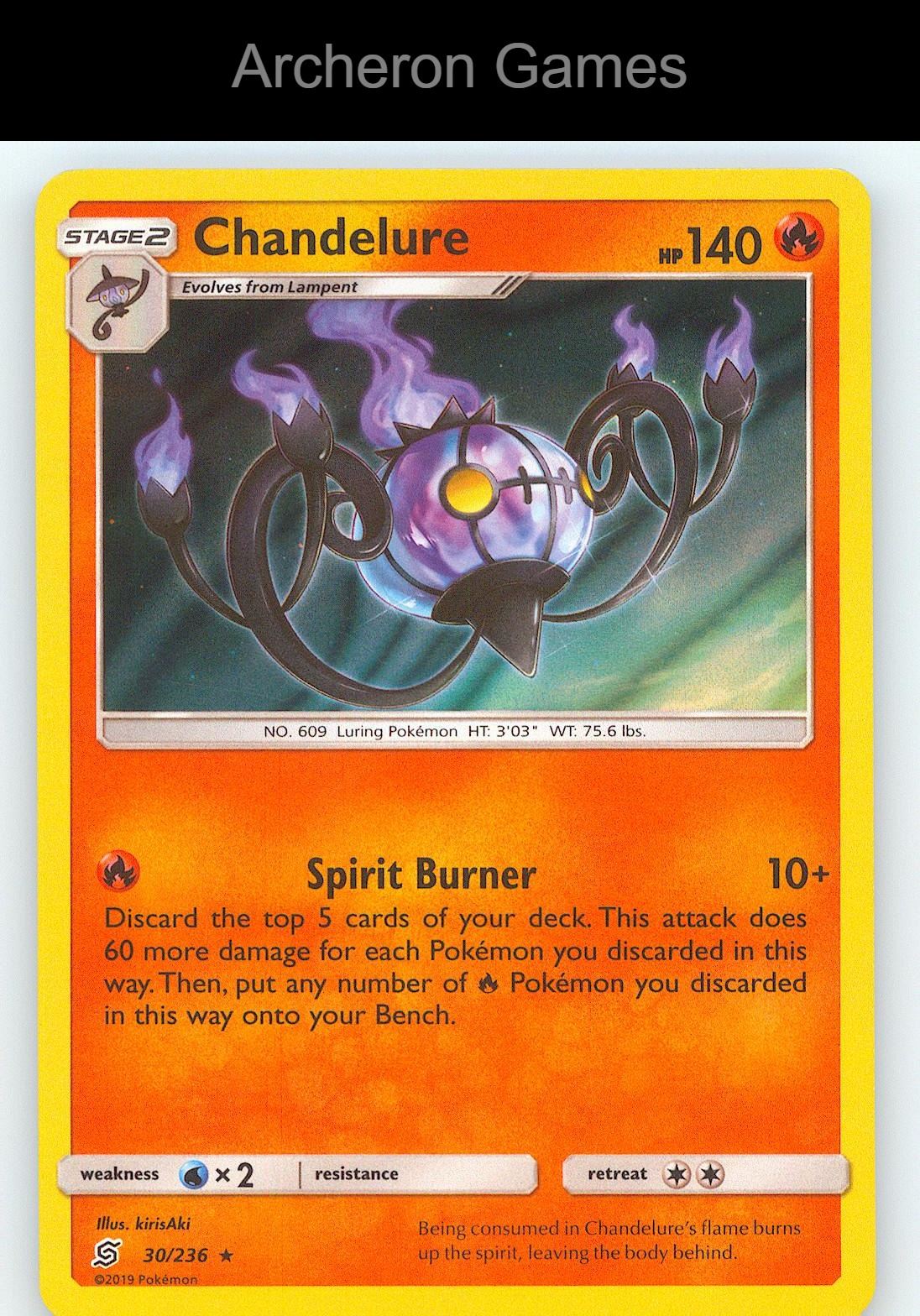 Pokemon Card Chandelure UNM 30/236 Surge Holo R Unified Minds