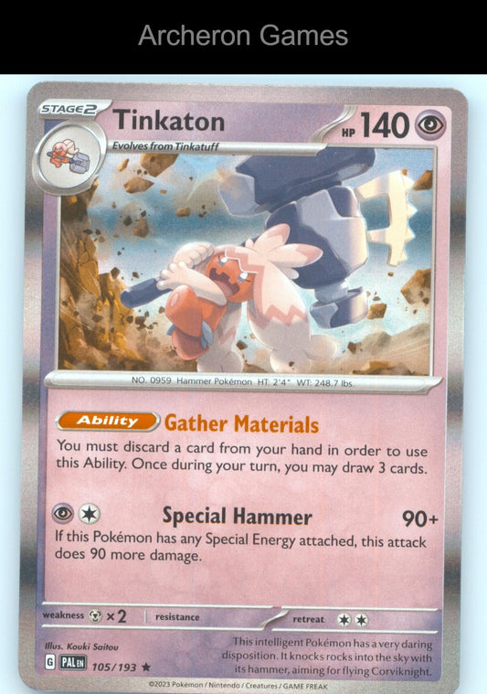 Pokemon Card Tinkaton PAL 105/193 R Paldea Evolved Holo