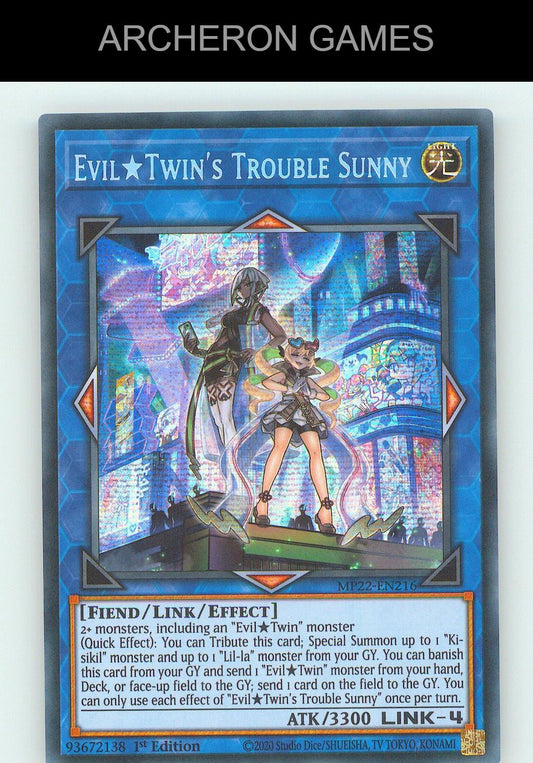 Evil Twin's Trouble Sunny SEC YUGIOH Card