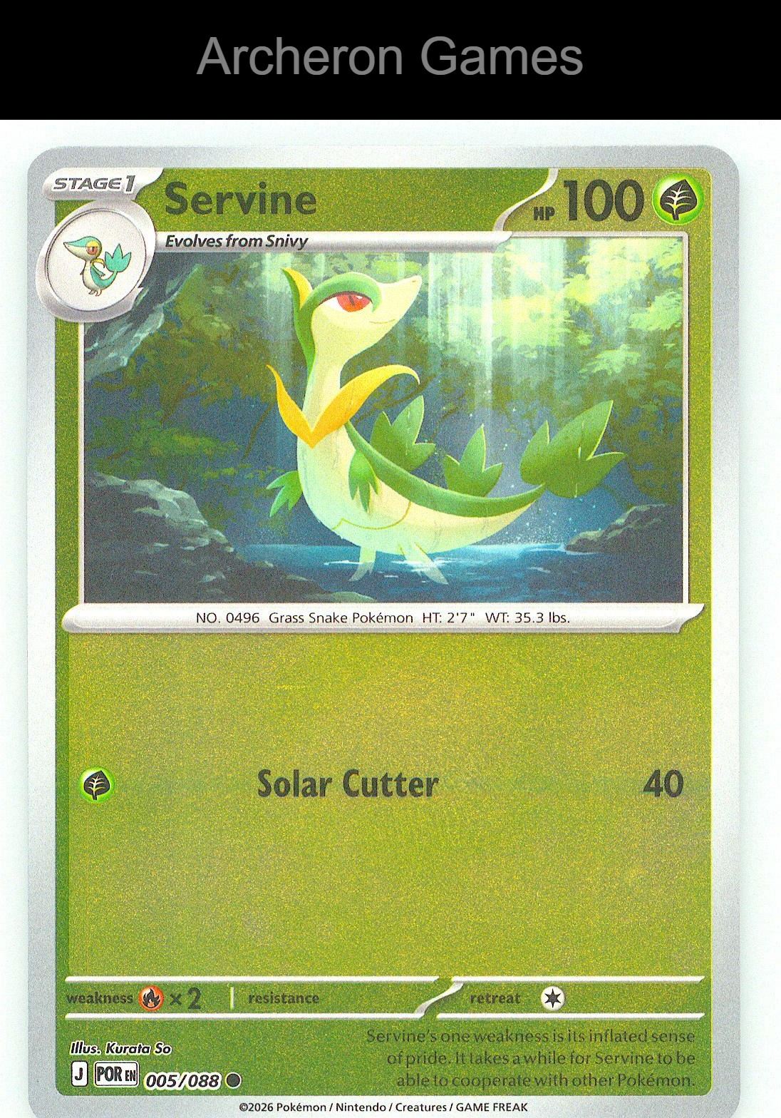 Pokemon Card Servine ME03 005/088 C Perfect Order Reverse Holo