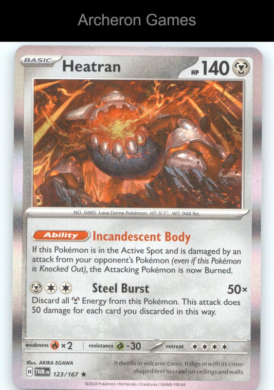 Pokemon Card Heatran 123/167 HOLO R Prize Pack Series Cards