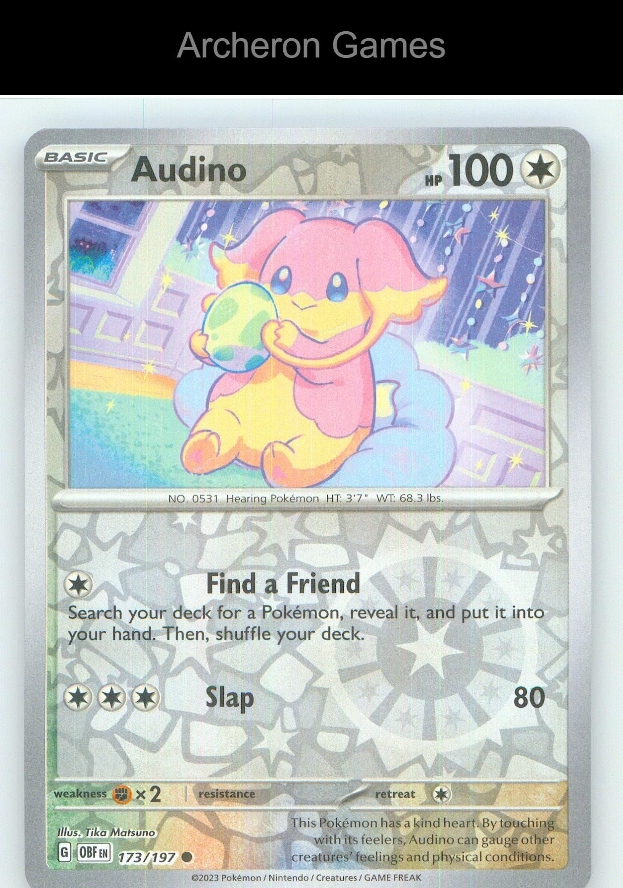 Pokemon Card Audino OBF 173/197 C Obsidian Flames Reverse Holo