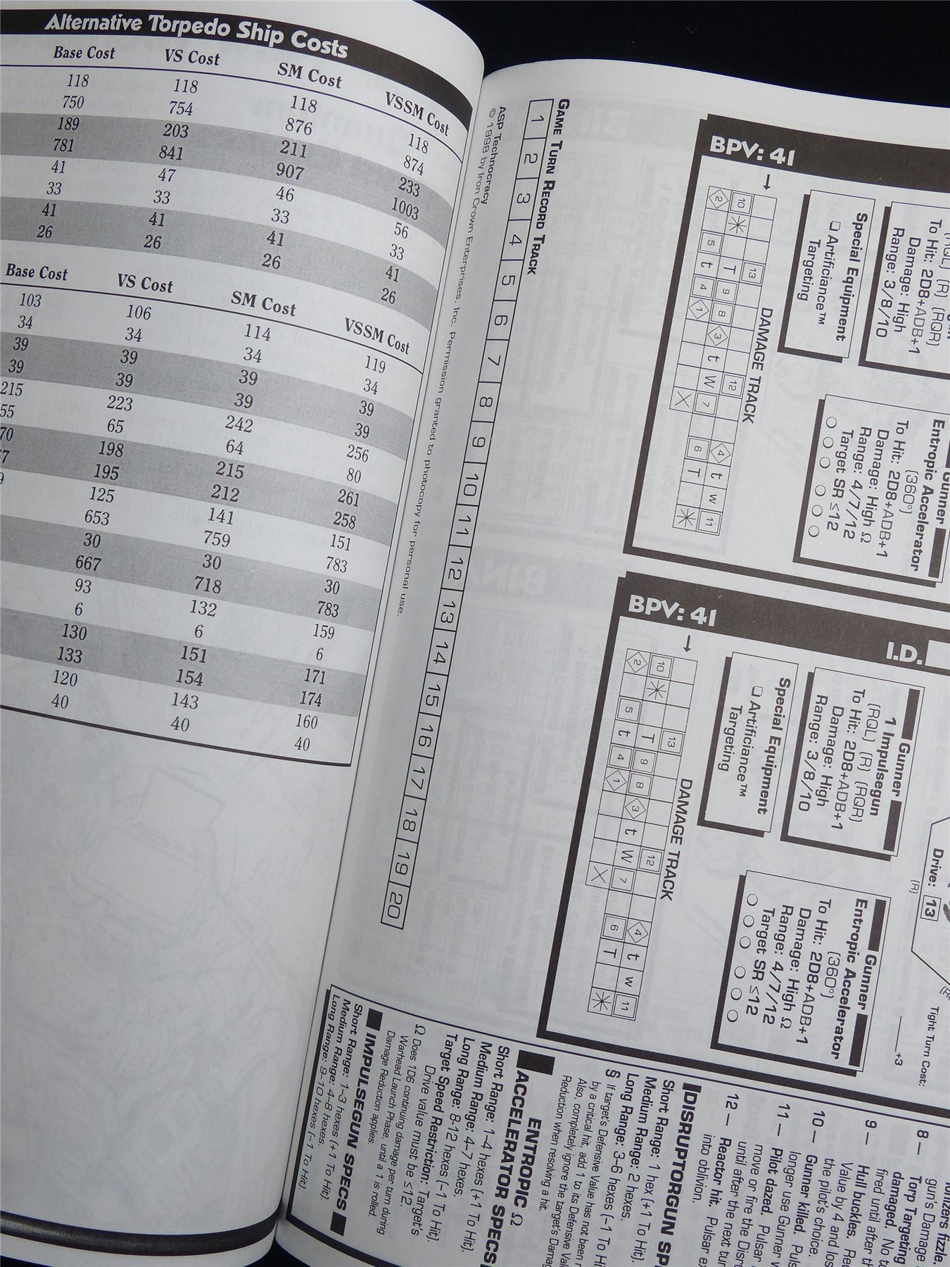 Silent Death: ASP Technology Miniatures Sourcebook - I.C.E. Booklet #2R5