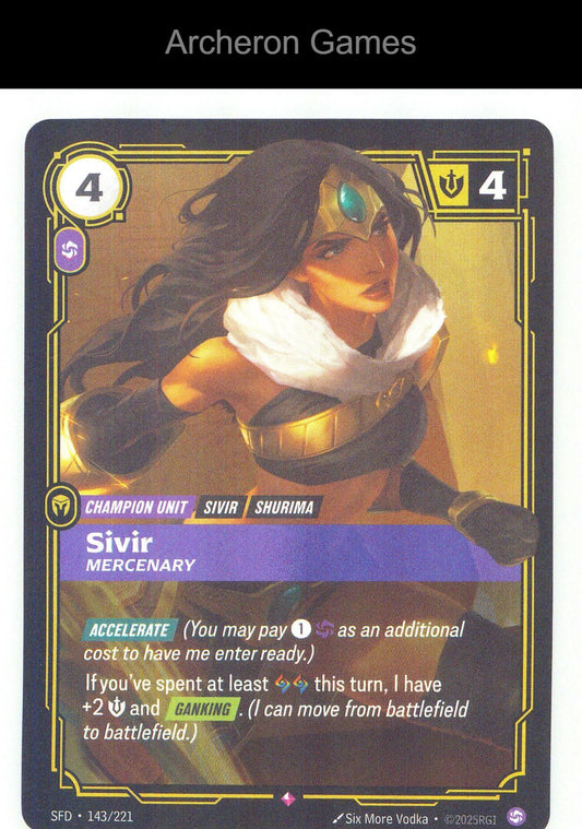 Sivir - Mercenary SFD 143/221 R Spiritforged Riftbound Card Foil