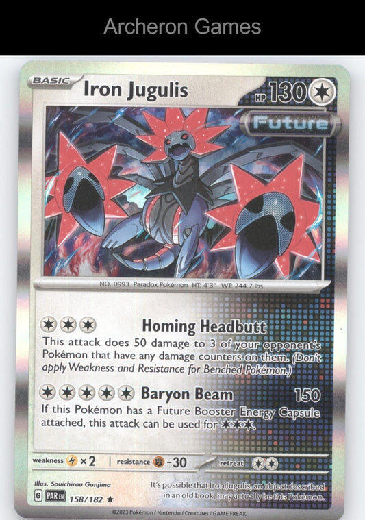 Pokemon Card Iron Jugulis PAR 158/182 R Paradox Rift Holo
