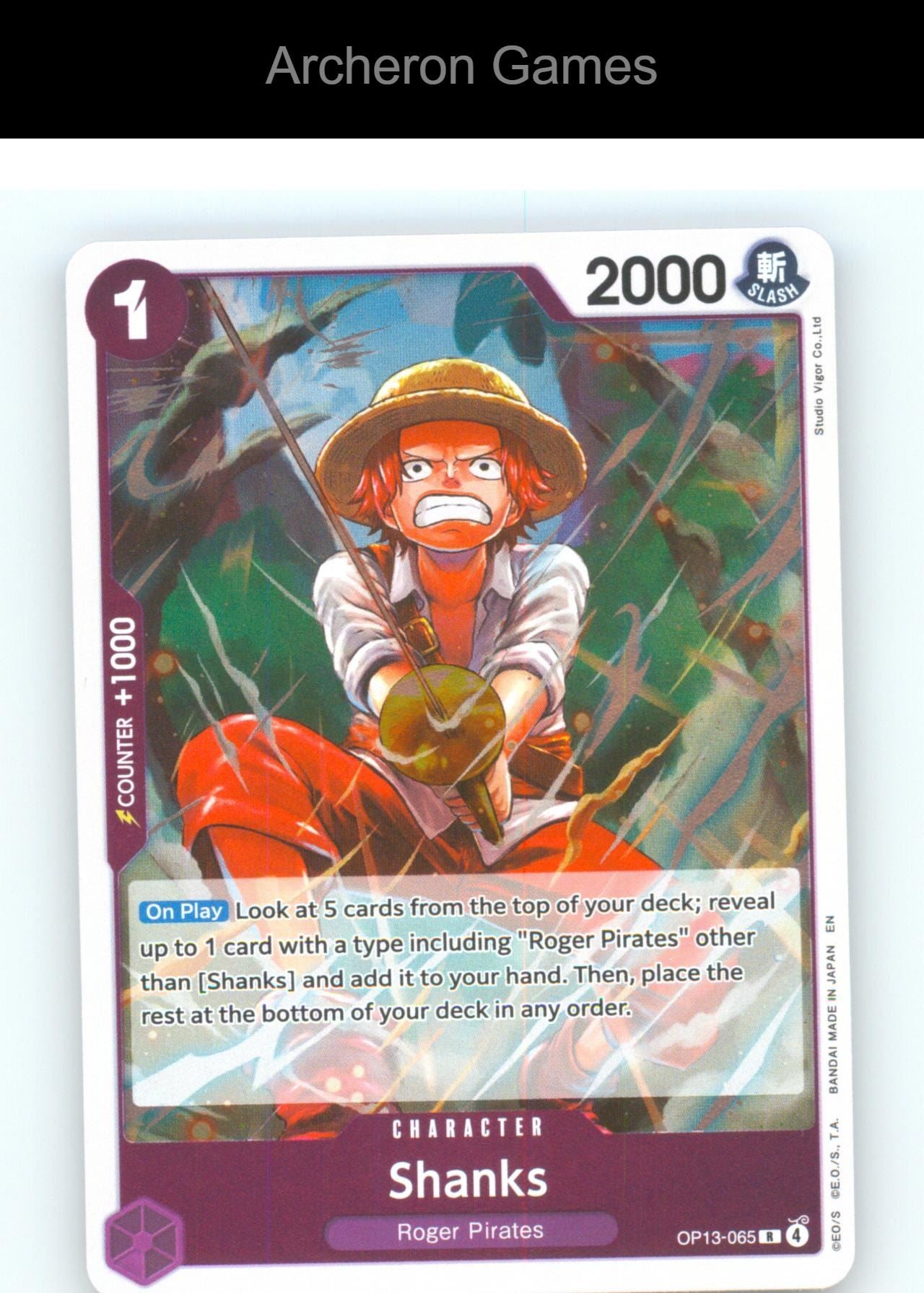 Shanks (065) OP13-065 R One Piece Card NM/EX+ Foil