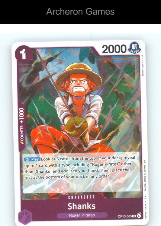 Shanks (065) OP13-065 R One Piece Card NM/EX+ Foil