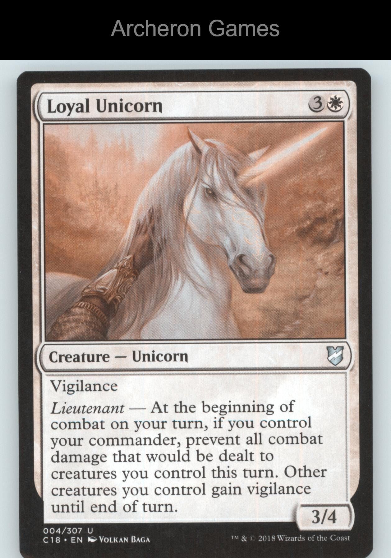 Loyal Unicorn 4 UC MTG Card Commander 2018