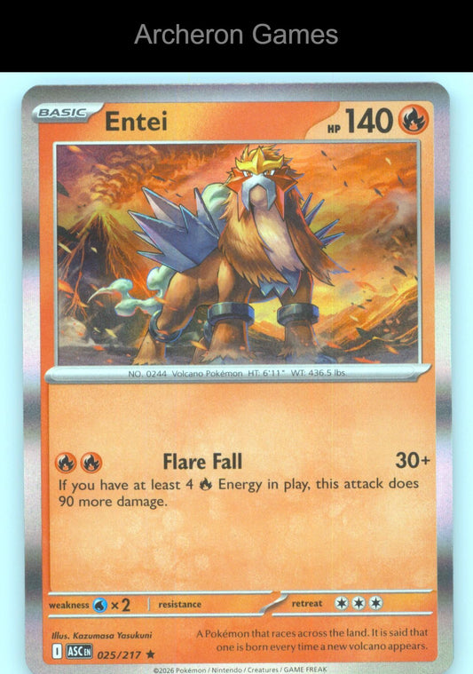 Pokemon Card Entei ASC 025/217 R Ascended Heroes Holo