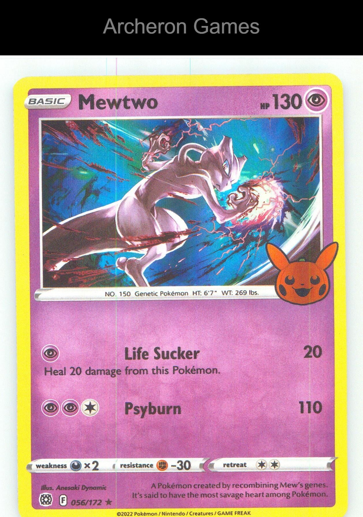 Pokemon Card Mewtwo TTBB 056/172 HOLO P Trick or Trade BOOster