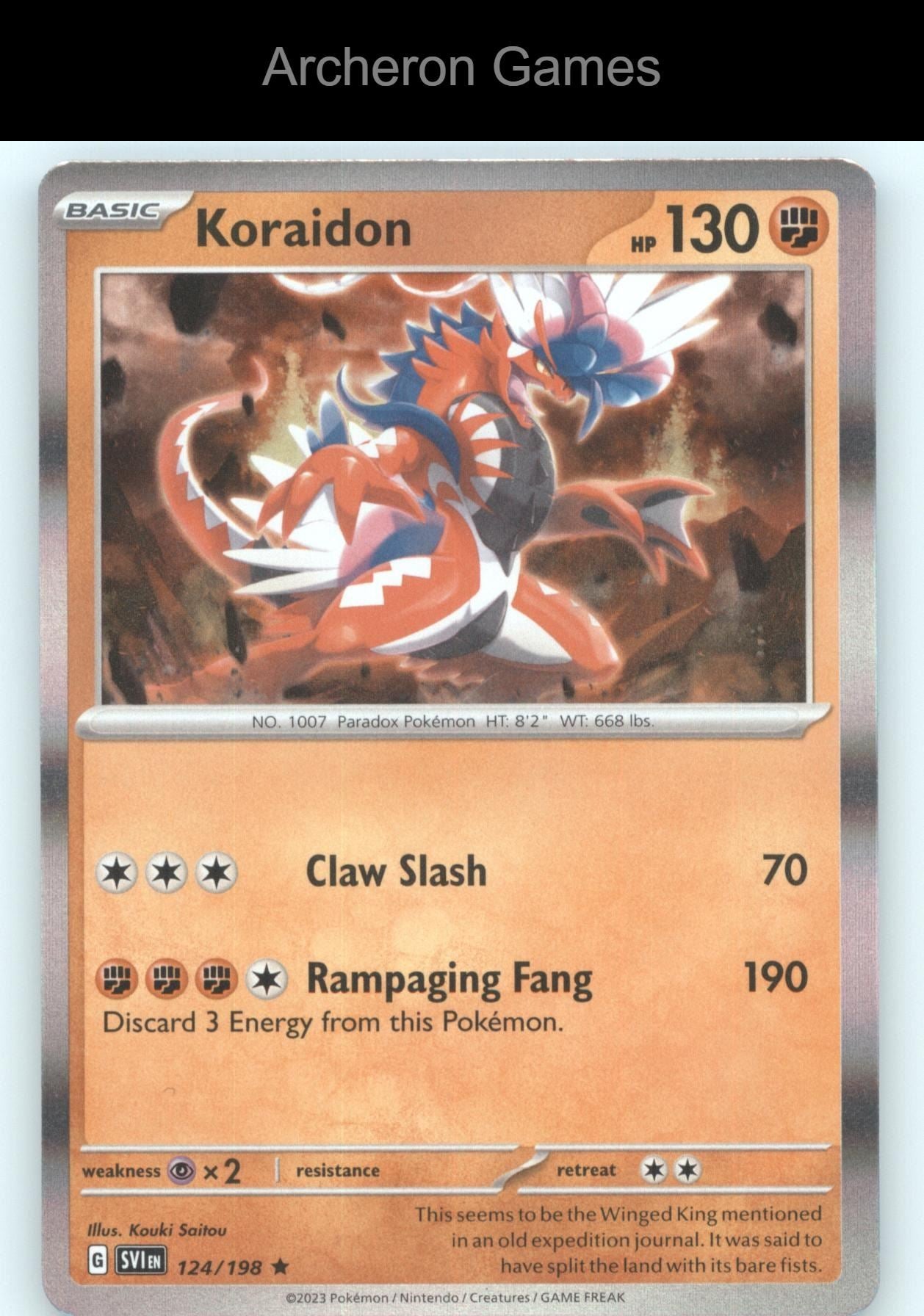 Pokemon Card Koraidon SVI 124/198 R Scarlet & Violet Holo