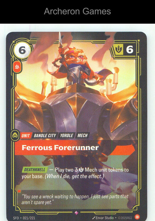 Ferrous Forerunner SFD 021/221 R Spiritforged Riftbound Card Foil