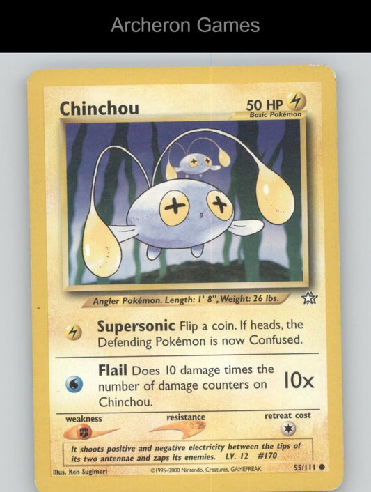 Pokemon Card Chinchou N1 55/111 C Neo Genesis Unlimited