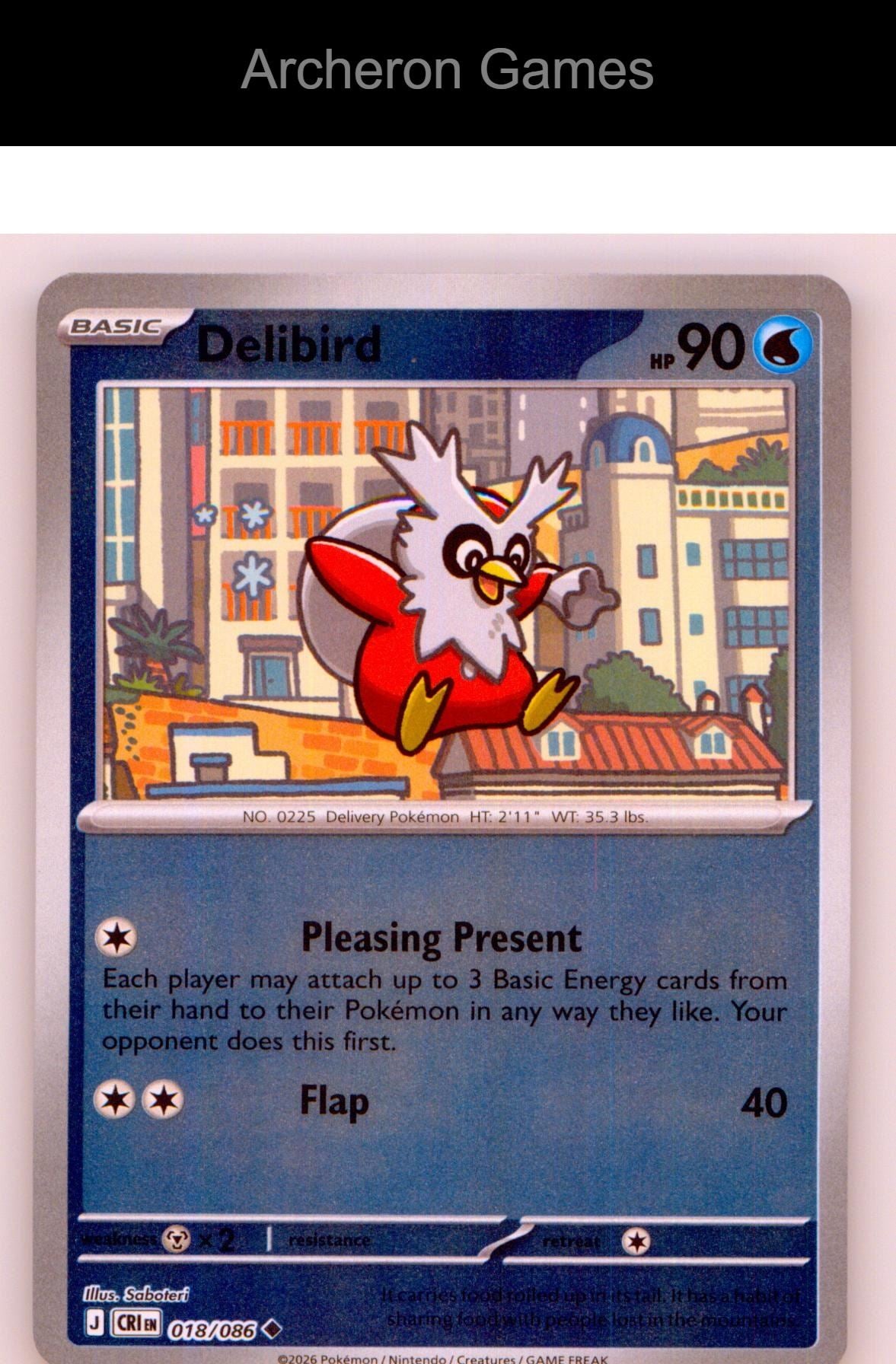 Pokemon Card Delibird ME04 018/086 UC Chaos Rising Reverse Holo