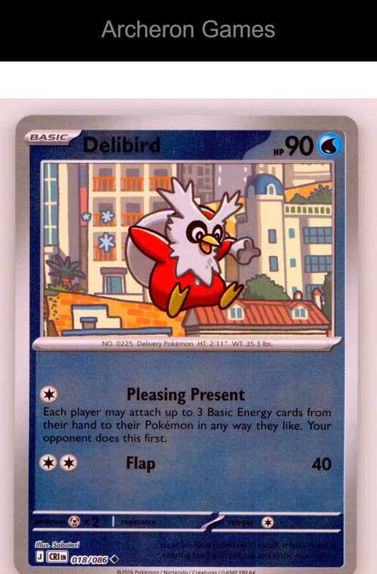 Pokemon Card Delibird ME04 018/086 UC Chaos Rising Reverse Holo