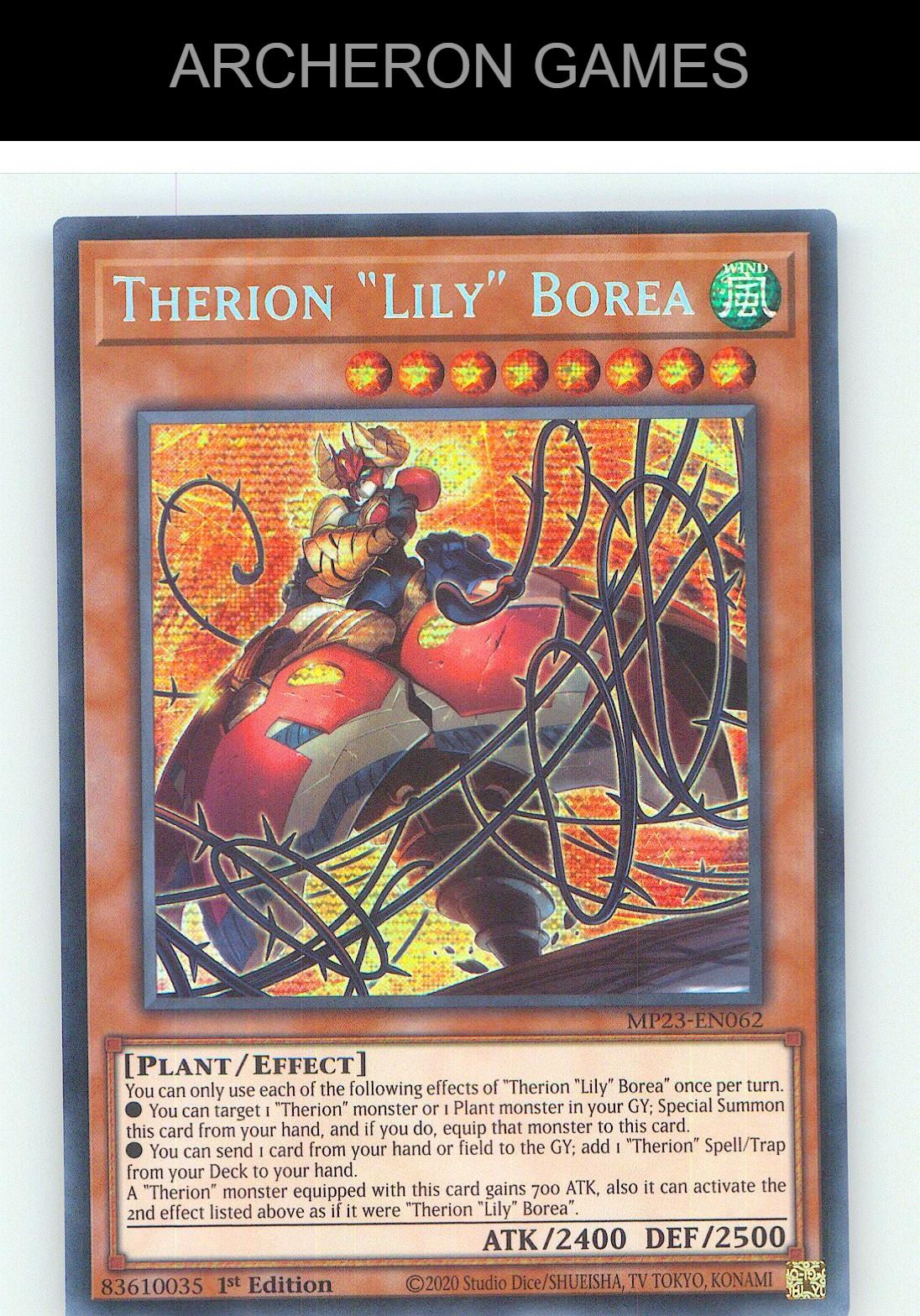 Therion "Lily" Borea Prismatic Secret Rare YUGIOH Card 1st Edition